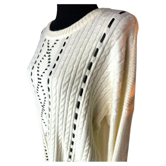 Cyrus Cable Knit Cream Sweater Size XL - Picture 2 of 7